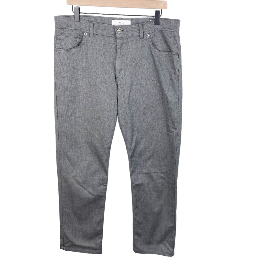 Brax Cooper Fancy Regular Fit Straight Leg Pants Dark Grey Men's Size 36